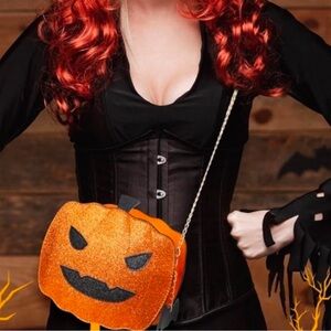Glittery Orange Pumpkin Crossbody Bag